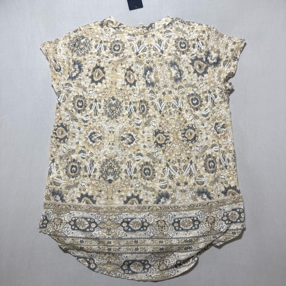 Lucky Brand Tan and Gray Floral Blouse - Picture 3 of 5